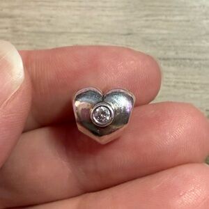 Pandora Silver Heart Charm with Crystal